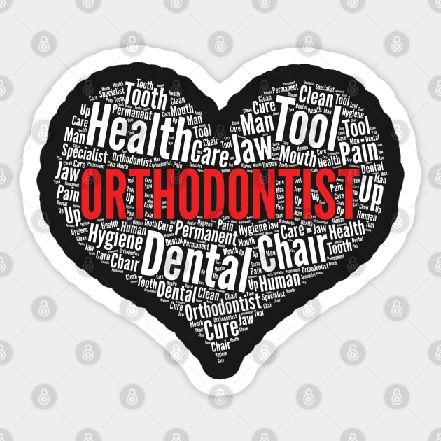 Orthodontist Heart Shape Word Cloud Design product Sticker by theodoros20